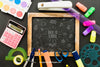 Blackboard And Complete Set Of School Materials Psd