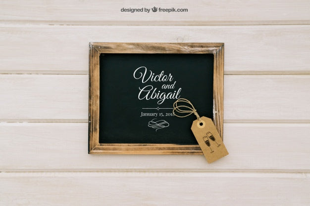 Blackboard And Label With Mock Up Design Psd