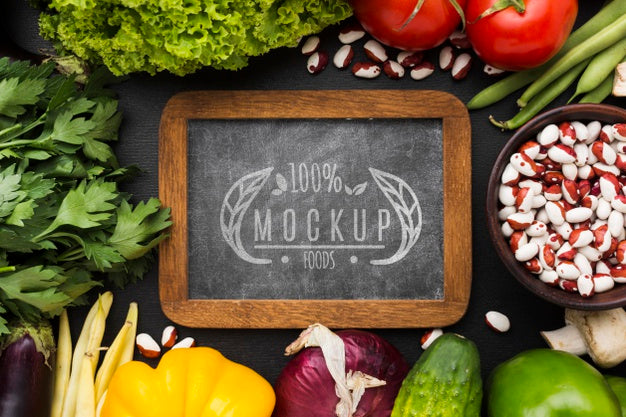 Blackboard Locally Grown Veggies Mock-Up Psd