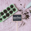 Blackboard Mock-Up With Gardening Pots Psd