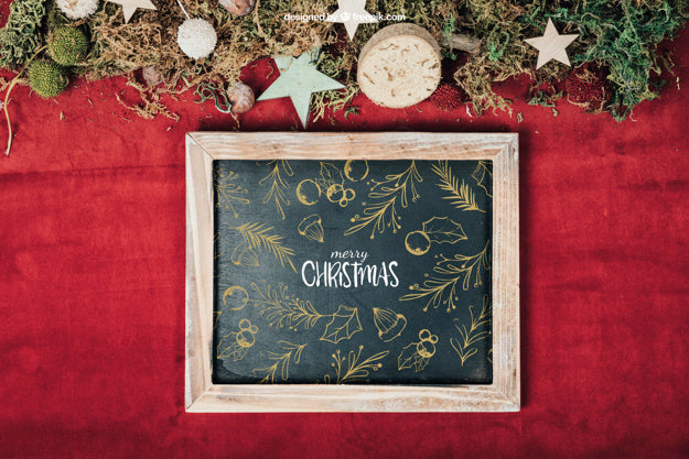 Blackboard Mockup With Christmas Design Psd