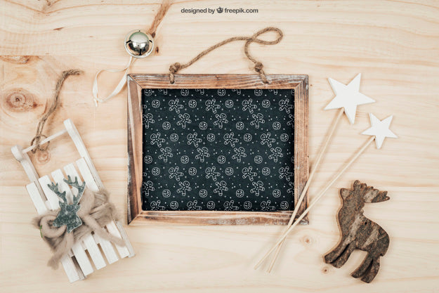 Blackboard Mockup With Christmtas Design Psd