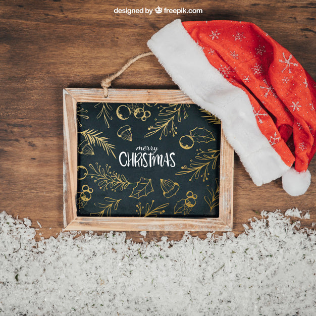 Blackboard Mockup With Christmtas Design Psd