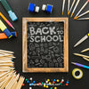 Blackboard Surrounded By Shcool Materials Psd