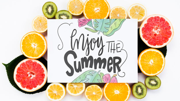 Blank Cover Mockup Surrounded By Fresh Fruits Psd