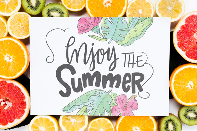 Blank Cover Mockup Surrounded By Fresh Fruits Psd