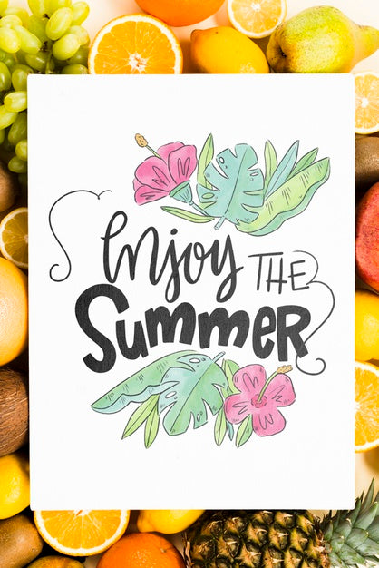 Blank Cover Mockup Surrounded By Fresh Fruits Psd