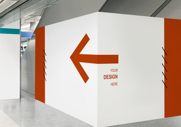 Blank Exhibition Wall Mockup At A Train Station Psd