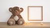 Blank Frame With Teddy Bear And Candles Psd