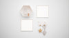 Blank Photo Frames Mockup Hanging On The Wall Next To A Bunny Toy Psd