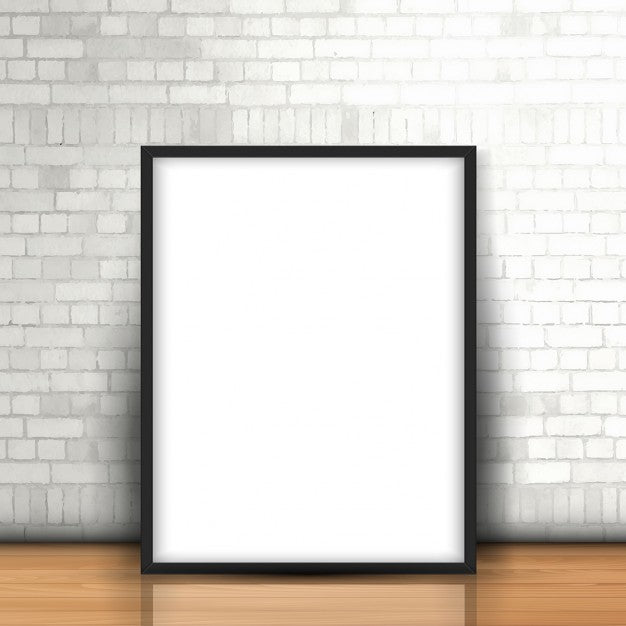 Blank Picture and Photo Frame Against a Brick Wall PSD Mockup