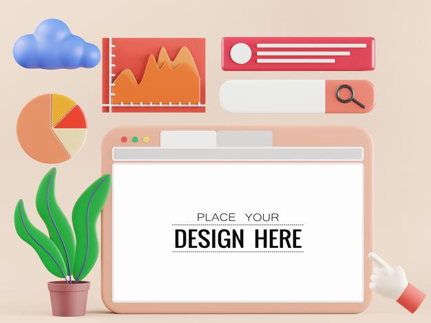 Blank Screen Computer With Element Psd Mockup Psd