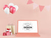 Blank Screen Laptop Computer In Birthday Party Psd