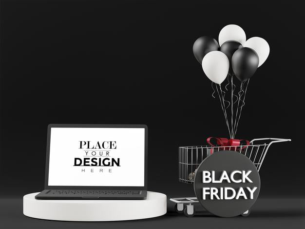 Blank Screen Laptop Computer Mockup For Black Friday Psd