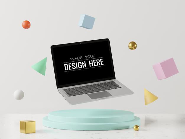 Blank Screen Laptop Computer Mockup On A Modern Background Psd