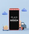 Blank Screen Smart Phone Computer Mockup. Delivery Concept Psd
