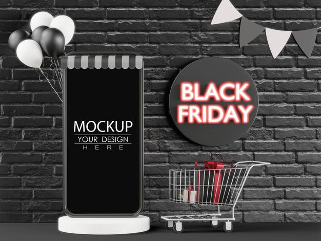 Blank Screen Smart Phone Computer Mockup For Black Friday Psd