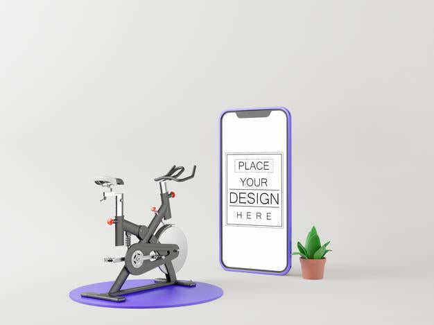 Blank Screen Smart Phone Computer Mockup. Gym Concept Psd