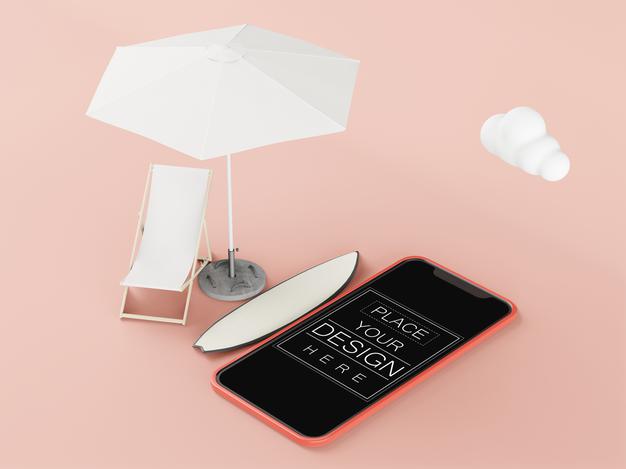 Blank Screen Smart Phone Computer Mockup. Holidays Concept Psd