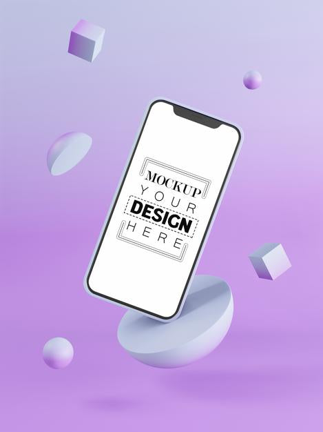 Blank Screen Smart Phone Computer Mockup On Modern Background Psd