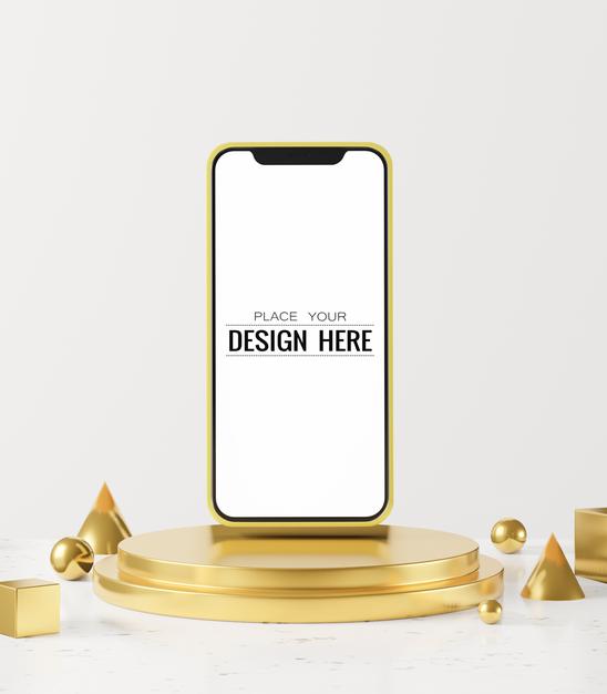 Blank Screen Smart Phone Computer Mockup On Modern Background Psd