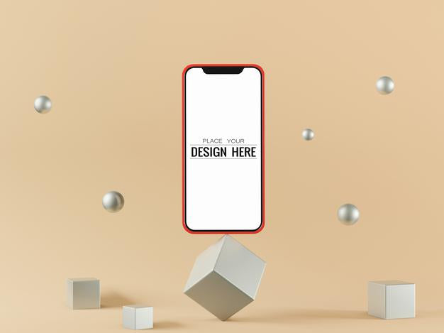 Blank Screen Smart Phone Computer Mockup On Modern Background Psd