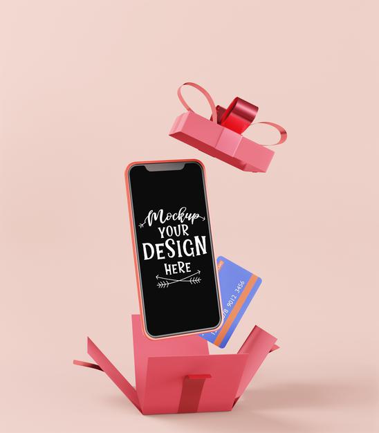 Blank Screen Smart Phone Computer Mockup. Online Shop Concept Psd