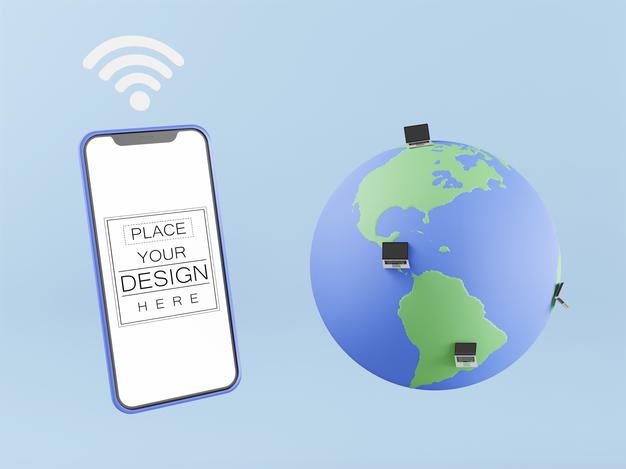 Blank Screen Smart Phone Computer Mockup. Psd