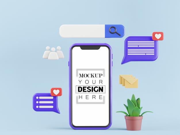 Blank Screen Smart Phone Computer With Element Psd Mockup Psd