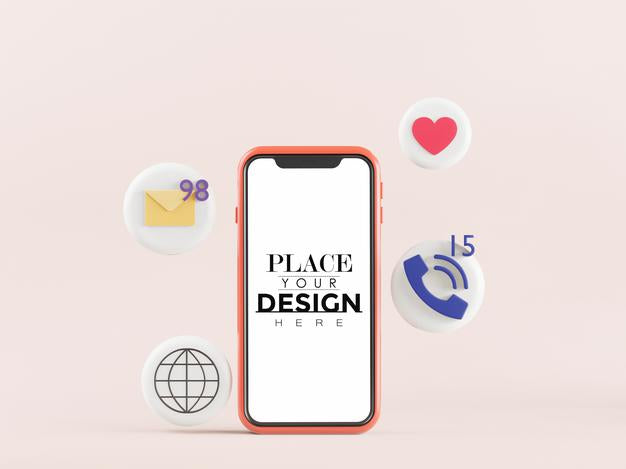 Blank Screen Smart Phone Computer With Element Psd Mockup Psd