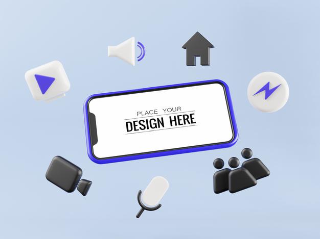 Blank Screen Smart Phone Computer With Element Psd Mockup Psd