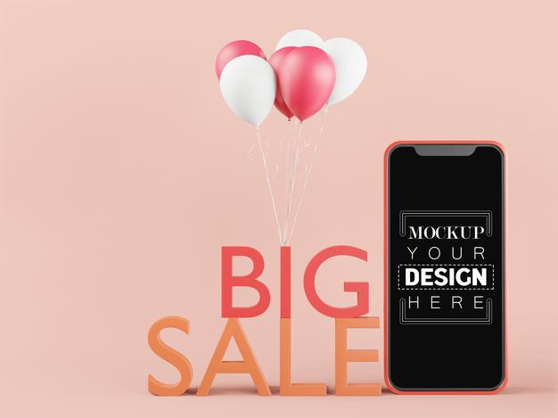 Blank Screen Smart Phone Mockup And Big Sael Psd