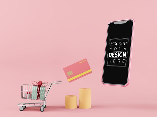 Blank Screen Smart Phone Mockup Computer With Element Psd