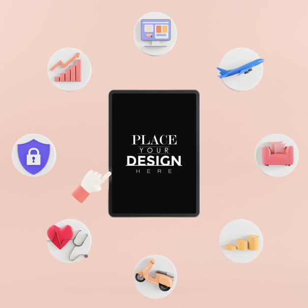 Blank Screen Smart Phone Mockup With Differentes Elementes Psd