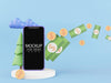 Blank Screen Smart Phone Mockup With Money Psd