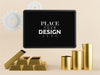 Blank Screen Tablet Mockup With Gold Ingots Psd