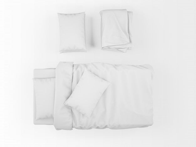 Blank White Bed Mockup On Top View Psd