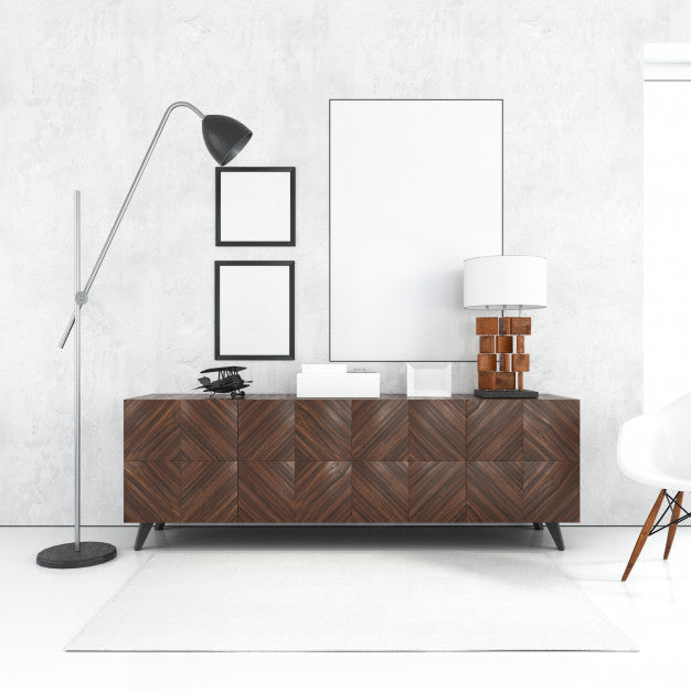 Blank White Frame Mockup On Wooden Table Psd