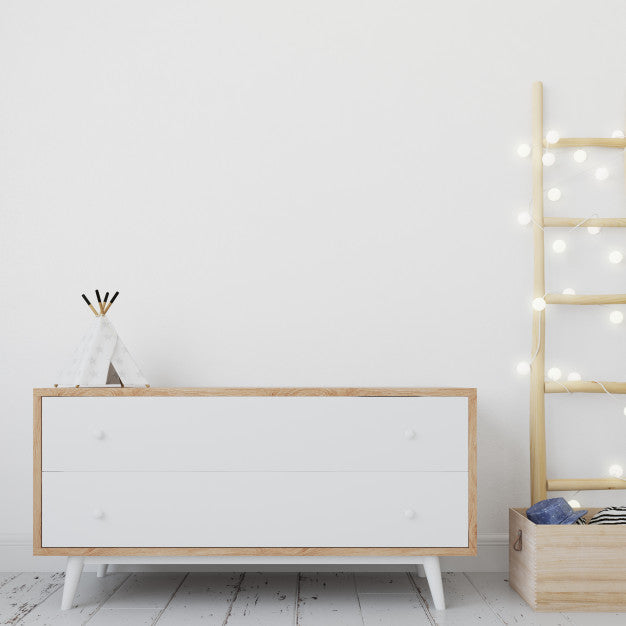 Blank White Frame Mockup On Wooden Table Psd