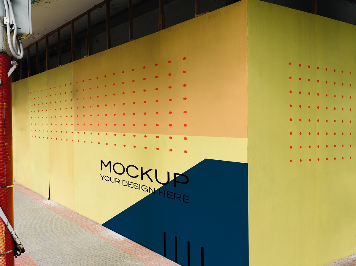 Blank Yellow With Red Dots Wall Mockup