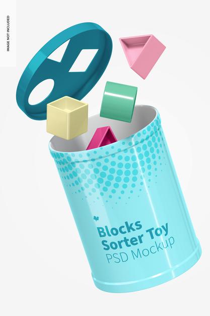 Blocks Sorter Toy Mockup, Floating Psd