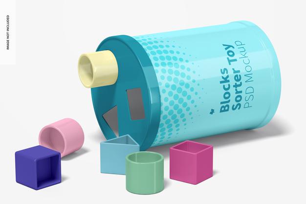 Blocks Sorter Toy Mockup, Right View Psd