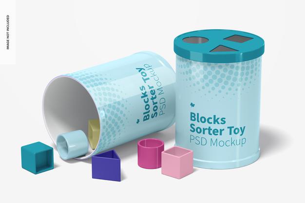Blocks Sorter Toys Mockup Psd