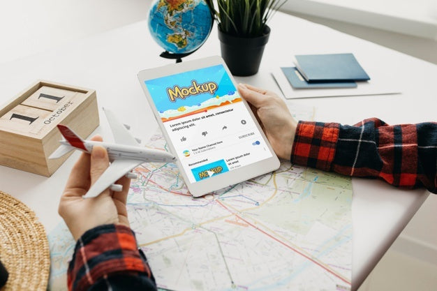 Blogger Streaming At Home With Device Mockup Psd