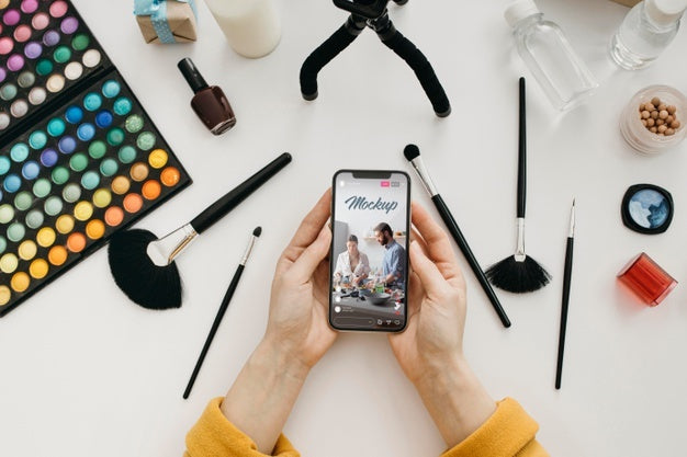 Blogger Streaming At Home With Device Mockup Psd