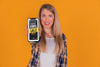 Blonde Woman With Smartphone Concept Mock-Up Psd