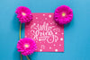 Blooming Flowers And Greeting Card Psd