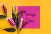 Blossom Flowers And Greeting Card Psd