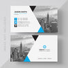 Blue And White Business Card With Photo Of City Psd