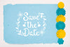Blue And Yellow Flowers Save The Date Mock-Up Psd